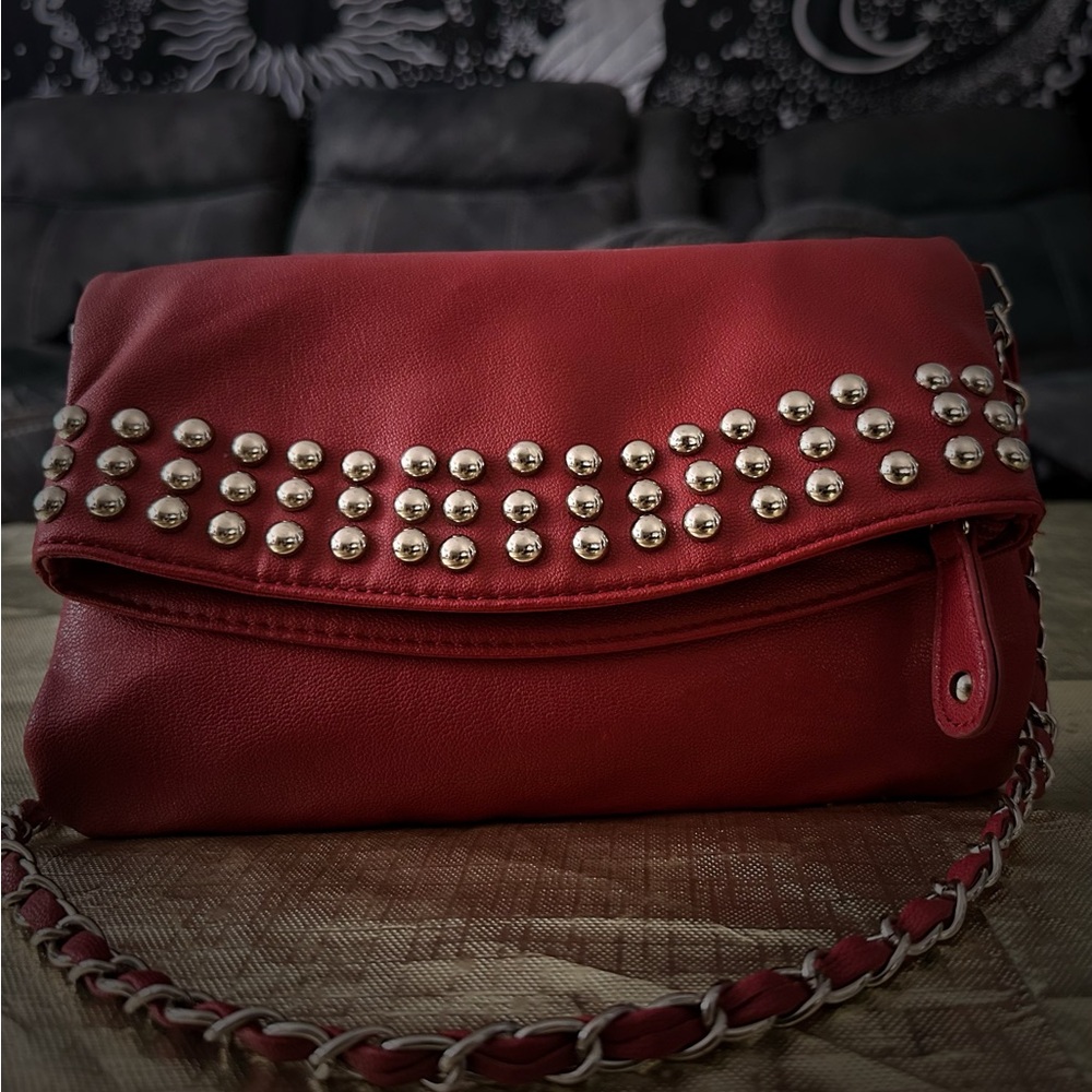 Elegant Red Studded Clutch - Picture 7 of 16